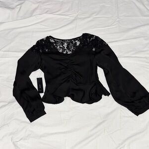 Lulu's Black Lace Detail Blouse